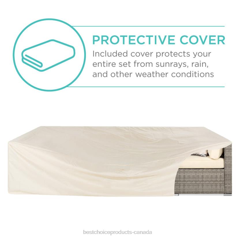 4LT21305 Gray/Cream Best Choice Products 7-Piece Modular Wicker Sectional Conversation Set w/ 2 Pillows, Cover