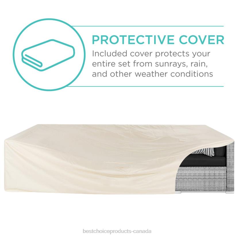 4LT21306 Gray/Black Best Choice Products 7-Piece Modular Wicker Sectional Conversation Set w/ 2 Pillows, Cover