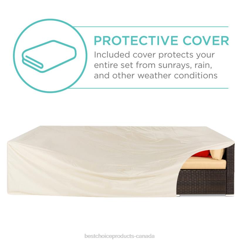 4LT21307 Brown/Tan Best Choice Products 7-Piece Modular Wicker Sectional Conversation Set w/ 2 Pillows, Cover