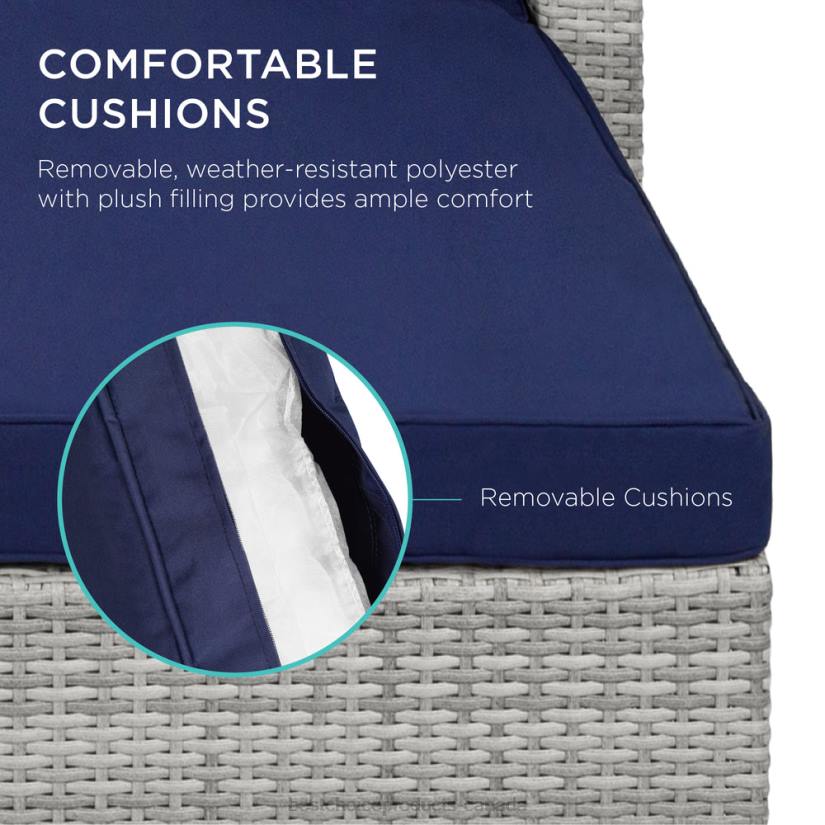 4LT21316 Gray/Navy Best Choice Products 5-Piece Modular Wicker Sectional Conversation Set w/ 2 Pillows, Coffee Table