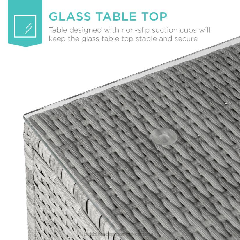 4LT21316 Gray/Navy Best Choice Products 5-Piece Modular Wicker Sectional Conversation Set w/ 2 Pillows, Coffee Table