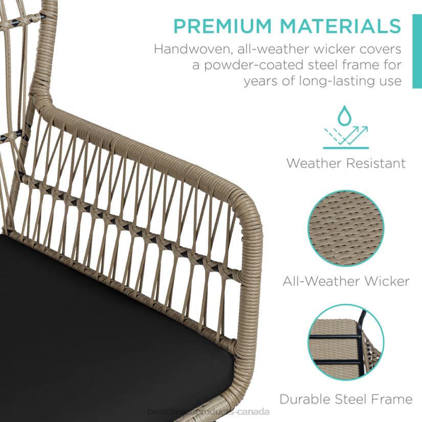 4LT21352 Natural/Black Best Choice Products 3-Piece Patio Wicker Conversation Bistro Set w/ 2 Chairs, Glass Top Table