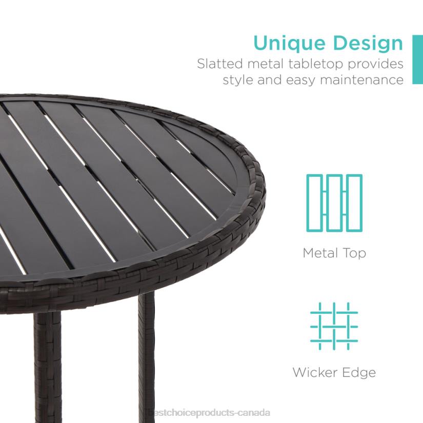 4LT21397 Red Best Choice Products 3-Piece Outdoor Bistro Wicker Table Bar Set w/ Bar Stools, Footrests