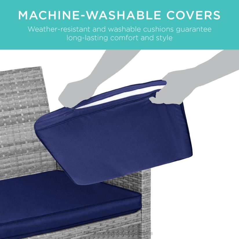 4LT21402 Gray/Navy Best Choice Products 4-Piece Outdoor Wicker Conversation Patio Set w/ 4 Seats, Glass Table Top