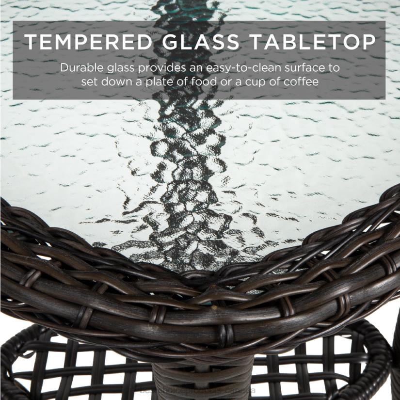 4LT21405 Beige Best Choice Products 3-Piece Patio Wicker Bistro Furniture Set w/ 2 Swivel Rocking Chairs, Table