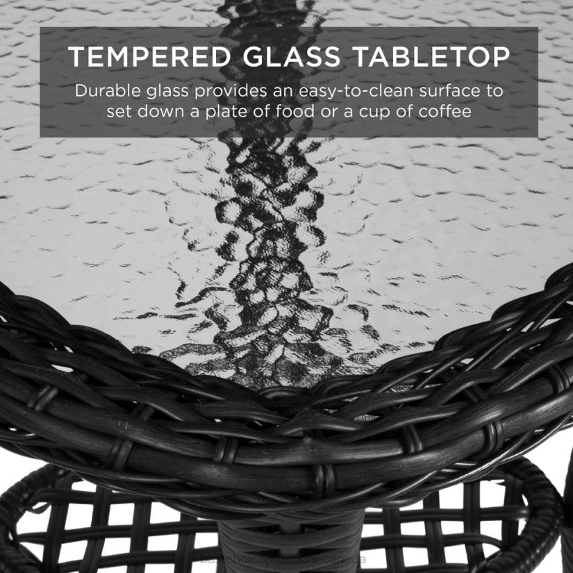 4LT21408 Teal Best Choice Products 3-Piece Patio Wicker Bistro Furniture Set w/ 2 Swivel Rocking Chairs, Table