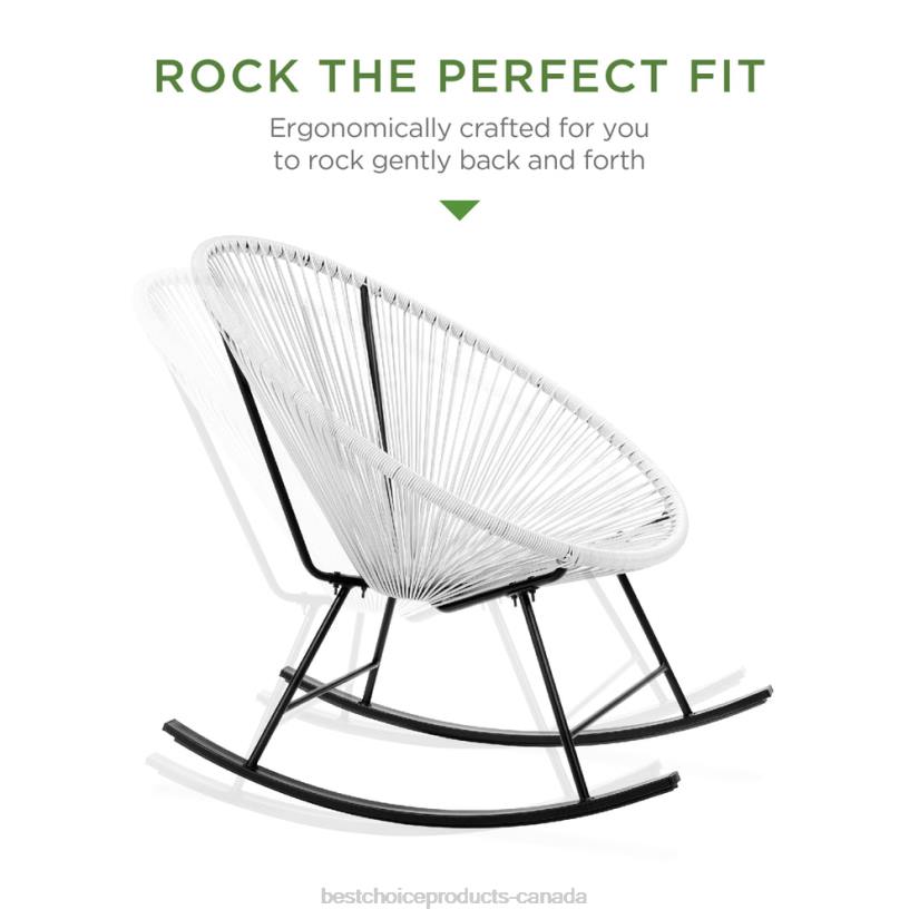 4LT21418 White Best Choice Products 3-Piece Patio Woven Rope Acapulco Rocking Chair Bistro Set