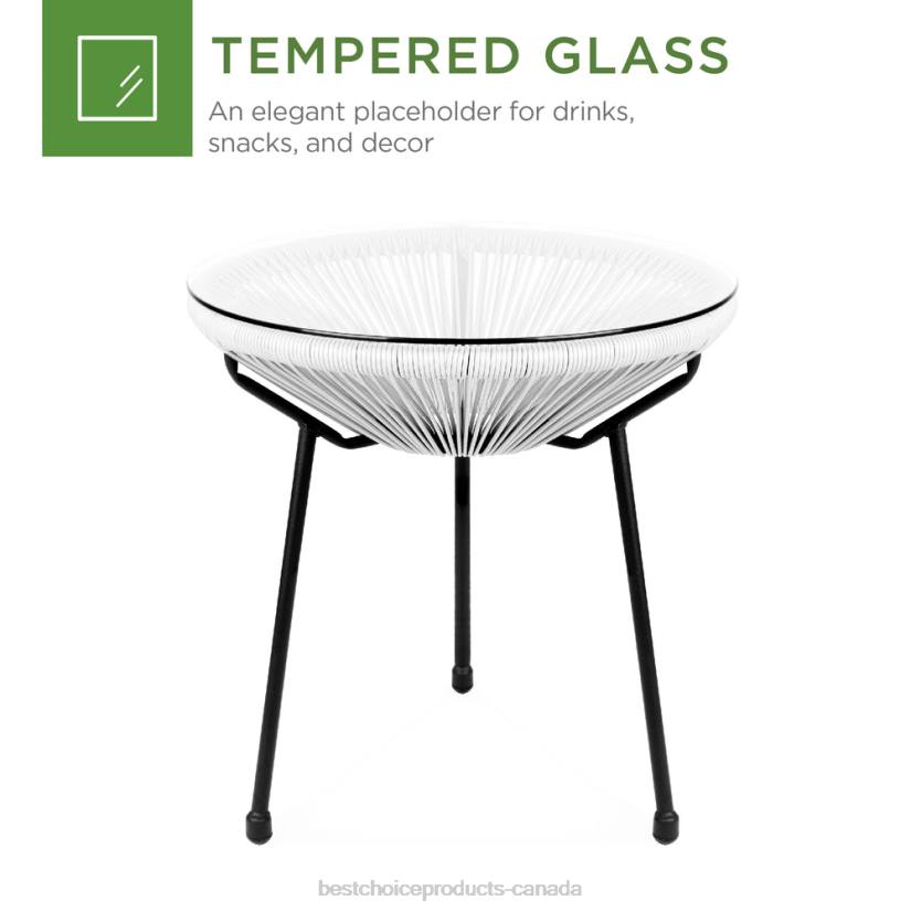 4LT21418 White Best Choice Products 3-Piece Patio Woven Rope Acapulco Rocking Chair Bistro Set