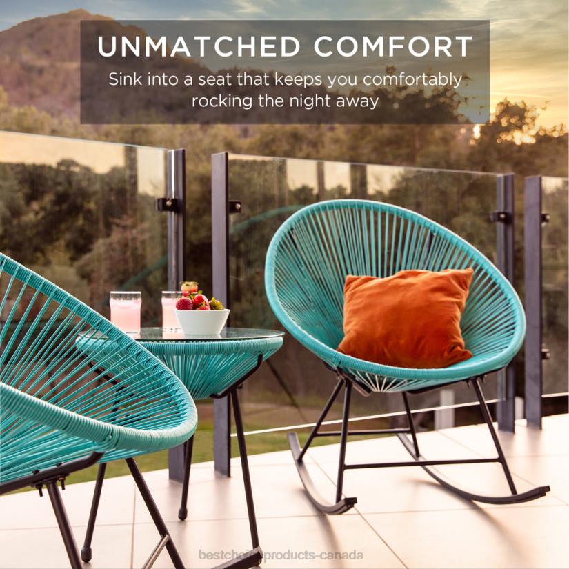 4LT21419 Blue Best Choice Products 3-Piece Patio Woven Rope Acapulco Rocking Chair Bistro Set