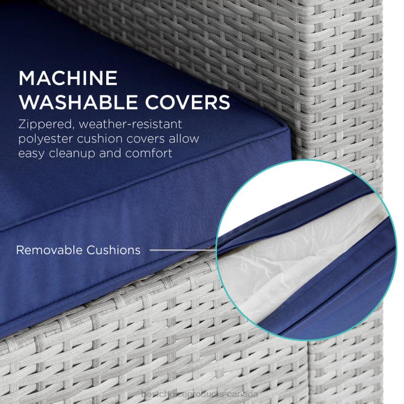 4LT21433 Gray/Navy Best Choice Products 2-Person Outdoor Patio Loveseat Sofa Couch w/ 2 Accent Pillows