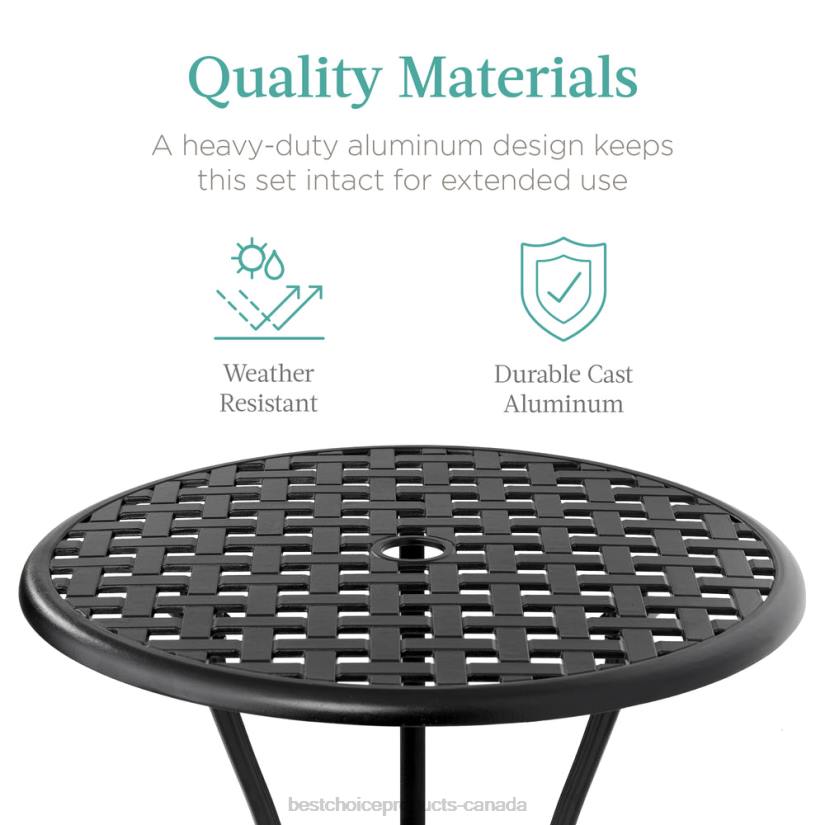 4LT21452 Black/Red Best Choice Products 3-Piece Patio Bistro Set w/ Umbrella Hole, 2 Chairs, Polyester Cushions