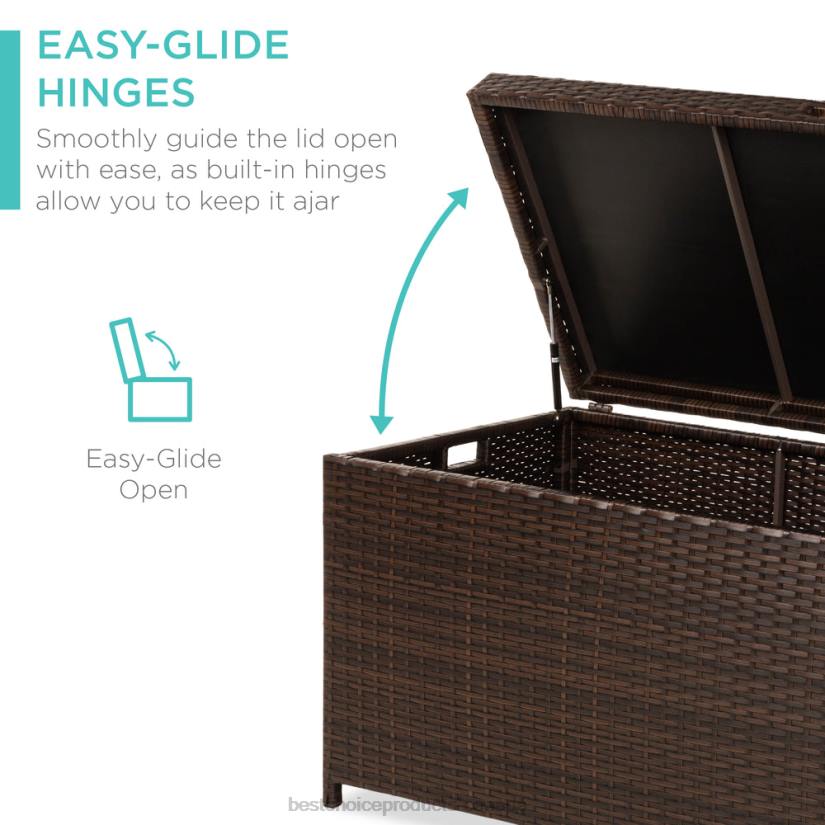 4LT21458 Brown Best Choice Products Indoor Outdoor Wicker Storage Box w/ Steel Frame, Lift-Up Top