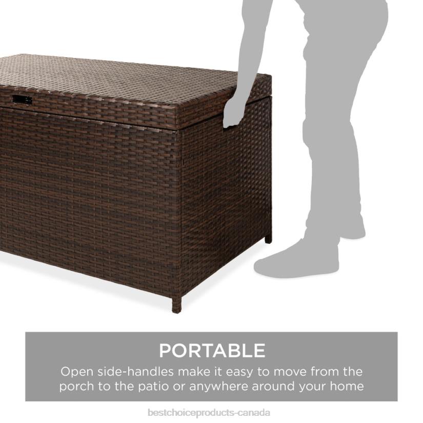 4LT21458 Brown Best Choice Products Indoor Outdoor Wicker Storage Box w/ Steel Frame, Lift-Up Top
