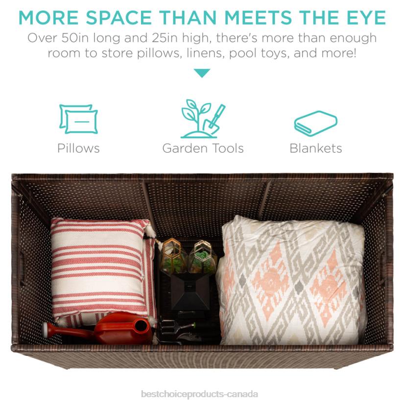 4LT21458 Brown Best Choice Products Indoor Outdoor Wicker Storage Box w/ Steel Frame, Lift-Up Top