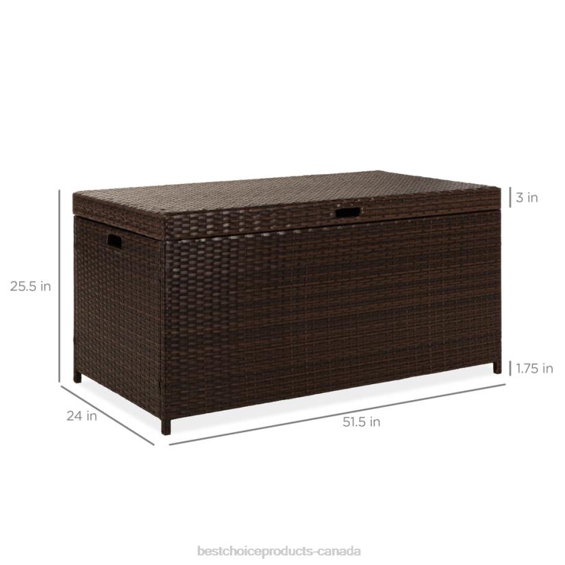 4LT21458 Brown Best Choice Products Indoor Outdoor Wicker Storage Box w/ Steel Frame, Lift-Up Top