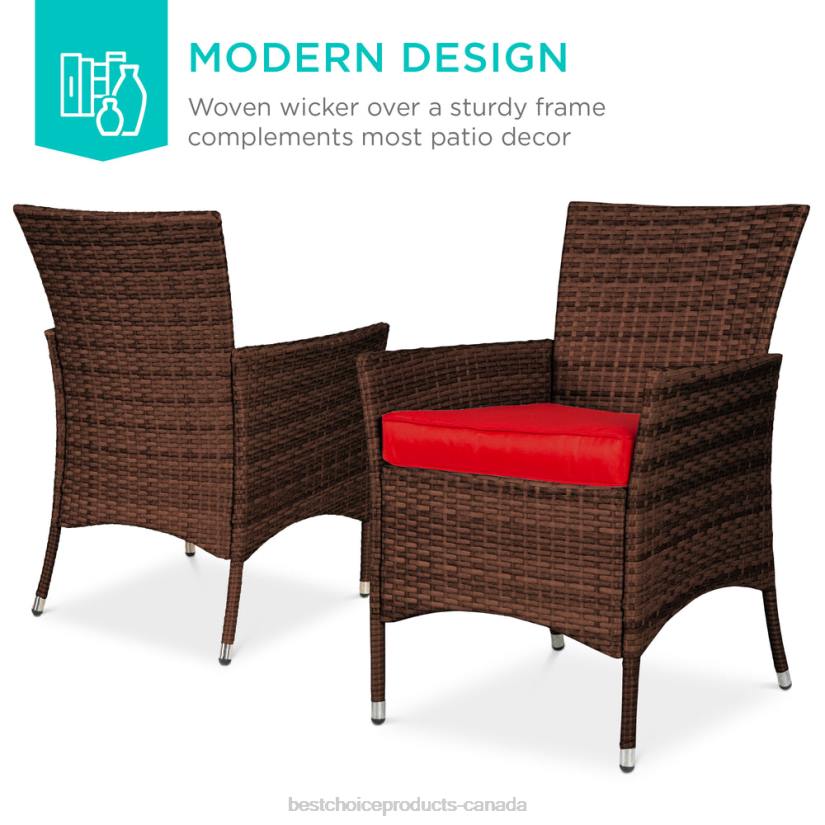 4LT2409 Red Best Choice Products 5-Piece Wicker Patio Dining Table Set w/ 4 Chairs