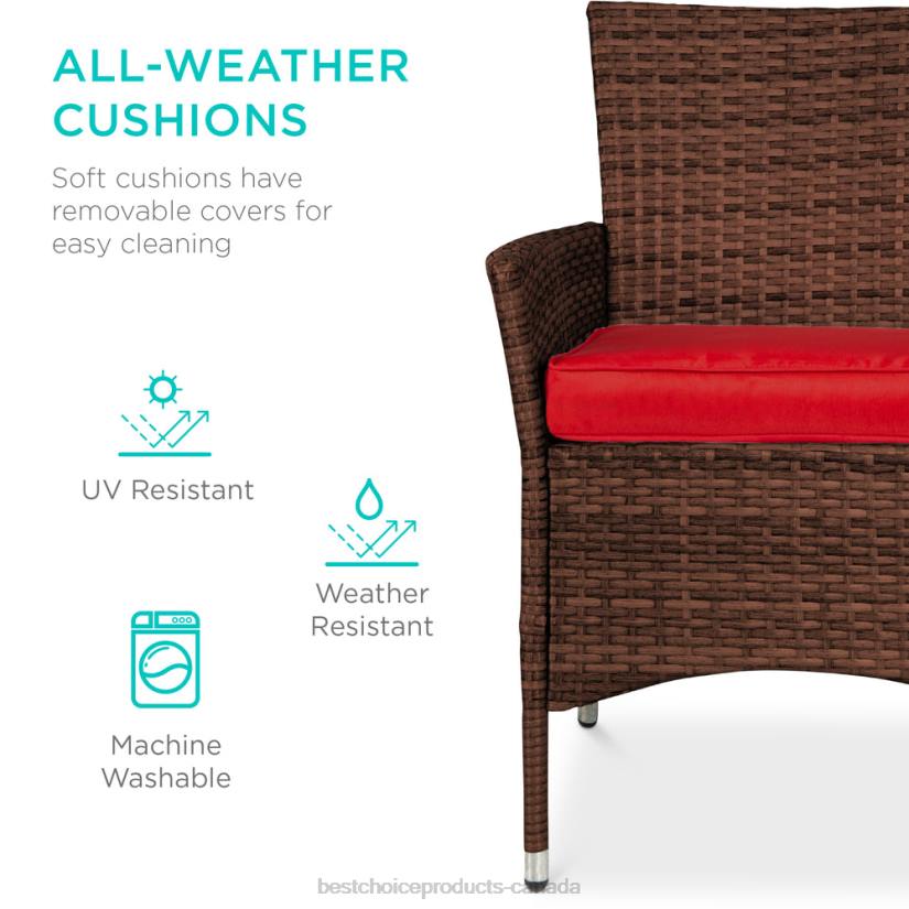 4LT2409 Red Best Choice Products 5-Piece Wicker Patio Dining Table Set w/ 4 Chairs