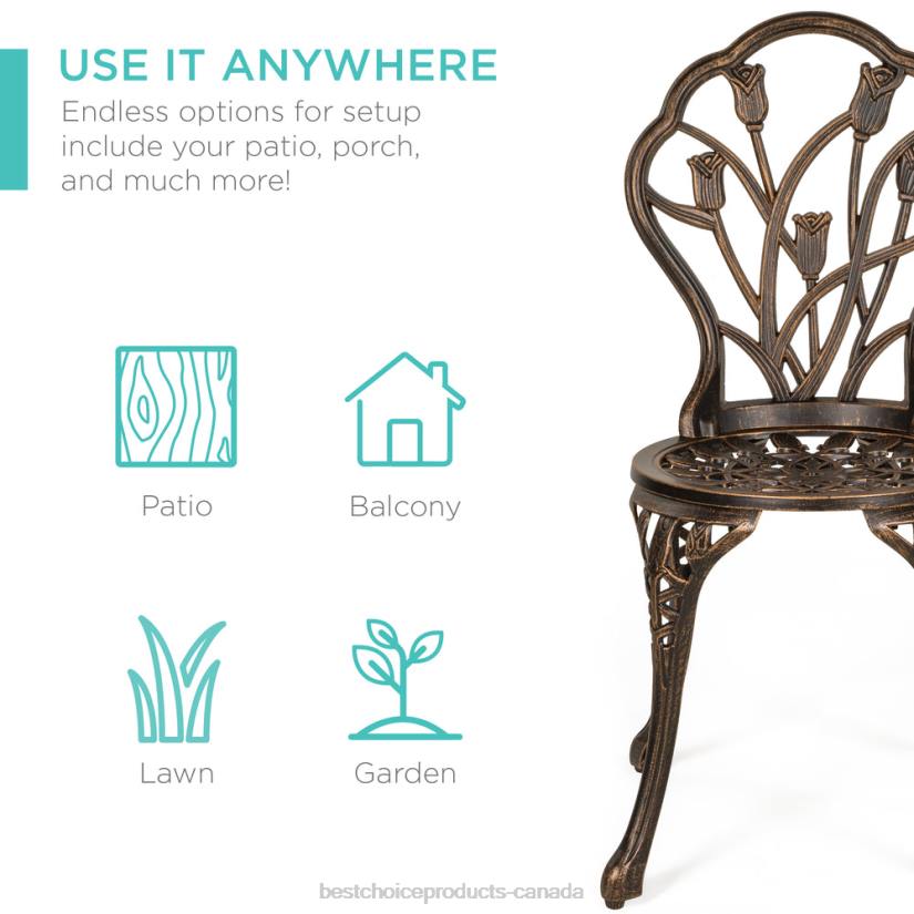 4LT2410 Brown Best Choice Products 3-Piece Cast Aluminum Patio Bistro Furniture Set