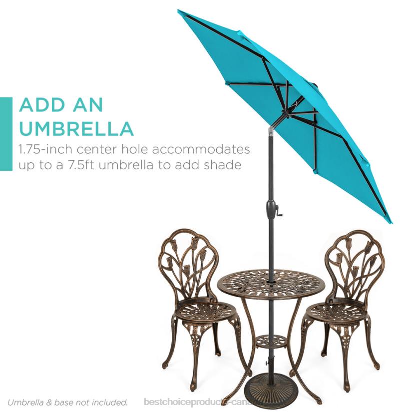 4LT2410 Brown Best Choice Products 3-Piece Cast Aluminum Patio Bistro Furniture Set