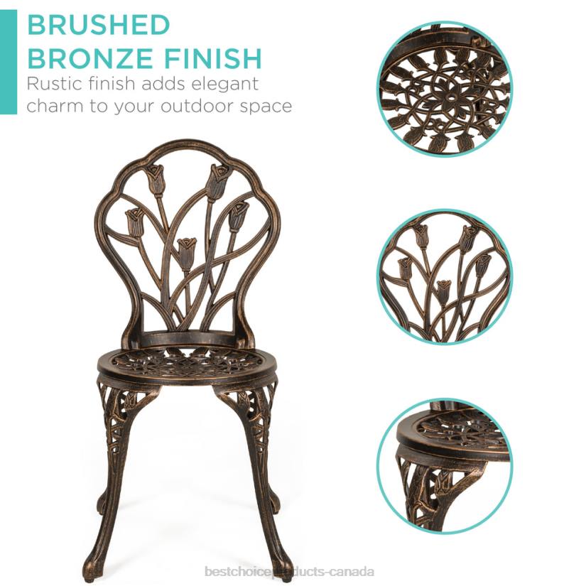 4LT2410 Brown Best Choice Products 3-Piece Cast Aluminum Patio Bistro Furniture Set