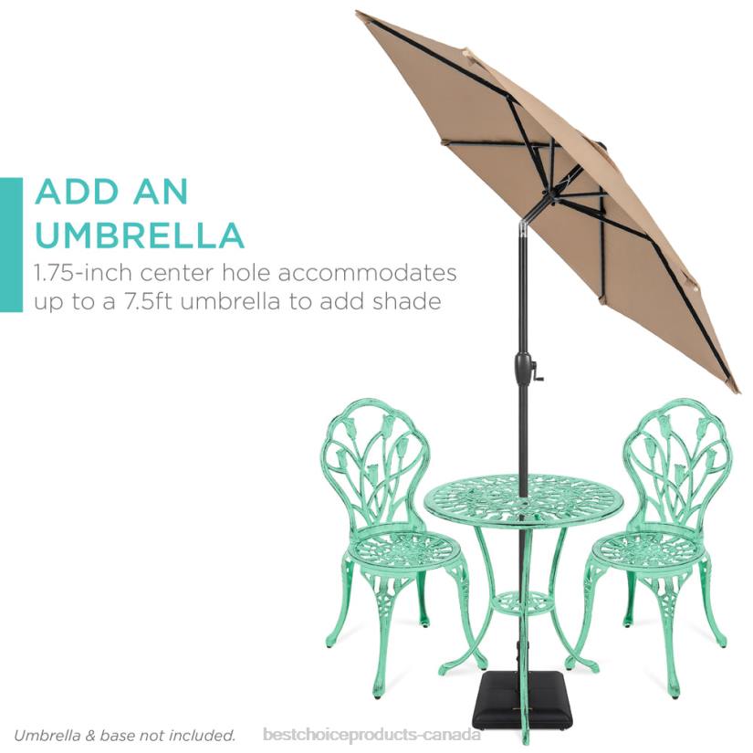 4LT2412 Teal Best Choice Products 3-Piece Cast Aluminum Patio Bistro Furniture Set