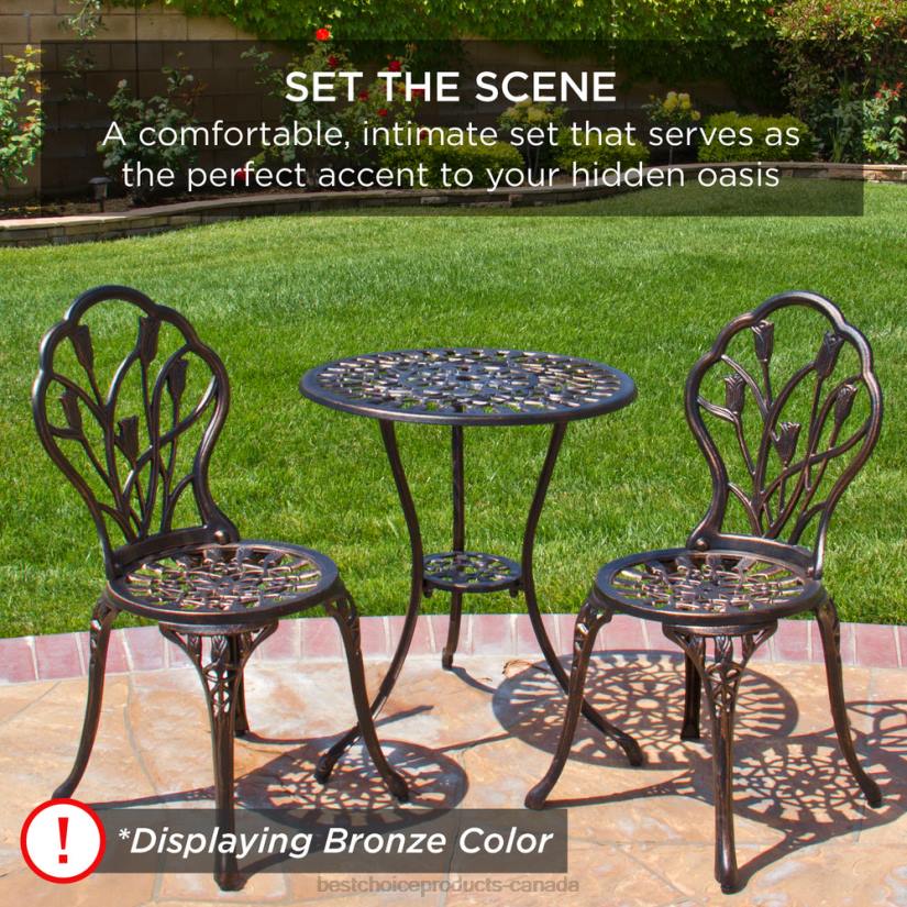 4LT2412 Teal Best Choice Products 3-Piece Cast Aluminum Patio Bistro Furniture Set