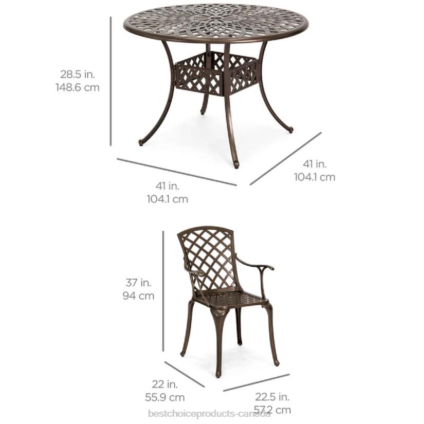 4LT2413 Brown Best Choice Products 5-Piece All-Weather Cast Aluminum Patio Dining Set w/ 4 Chairs