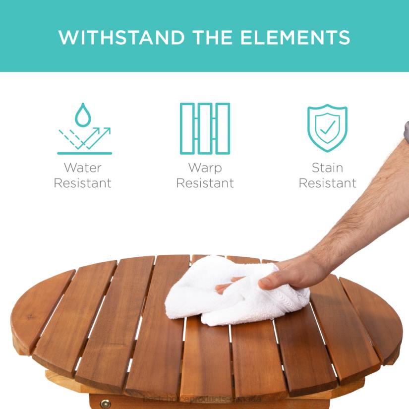 4LT2421 Brown Best Choice Products 3-Piece Acacia Wood Bistro Set w/ Folding Table, 2 Chairs