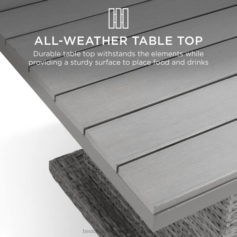 4LT2428 Gray/Navy Best Choice Products 6-Piece Wicker Patio Furniture Set w/ Height-Adjustable Dining Table