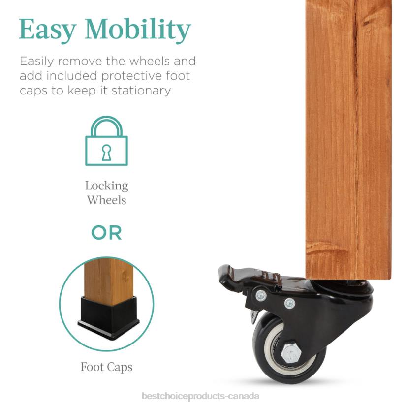 4LT2430 Stained Brown Best Choice Products Mobile Outdoor Table and Storage Cabinet w/ 4 Wheels, Stainless Steel Top