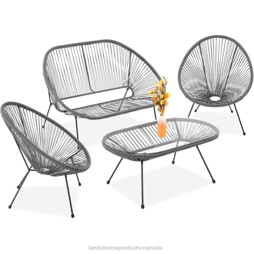 4LT2912 Gray Best Choice Products 4-Piece All-Weather Acapulco Conversation Set w/ Table, Loveseat