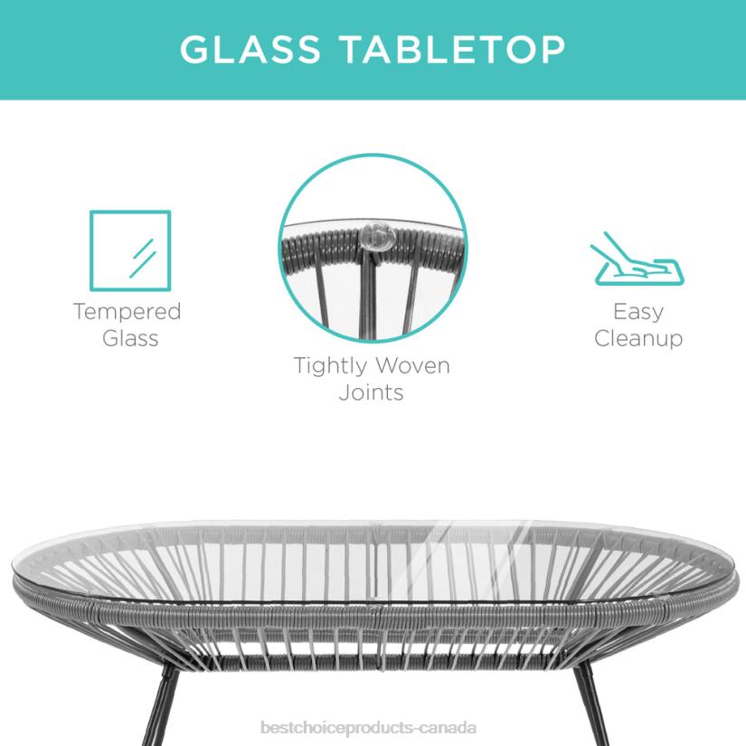 4LT2912 Gray Best Choice Products 4-Piece All-Weather Acapulco Conversation Set w/ Table, Loveseat