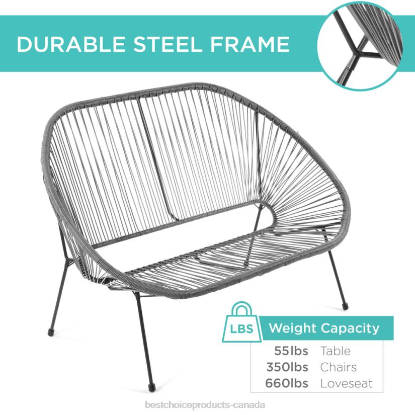 4LT2912 Gray Best Choice Products 4-Piece All-Weather Acapulco Conversation Set w/ Table, Loveseat