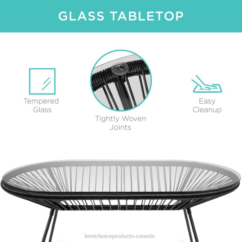 4LT2914 Black Best Choice Products 4-Piece All-Weather Acapulco Conversation Set w/ Table, Loveseat