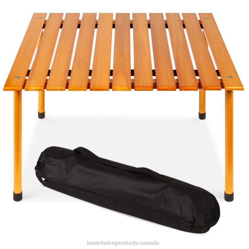 4LT2936 Brown Best Choice Products Foldable Indoor Outdoor Wooden Table w/ Carrying Case