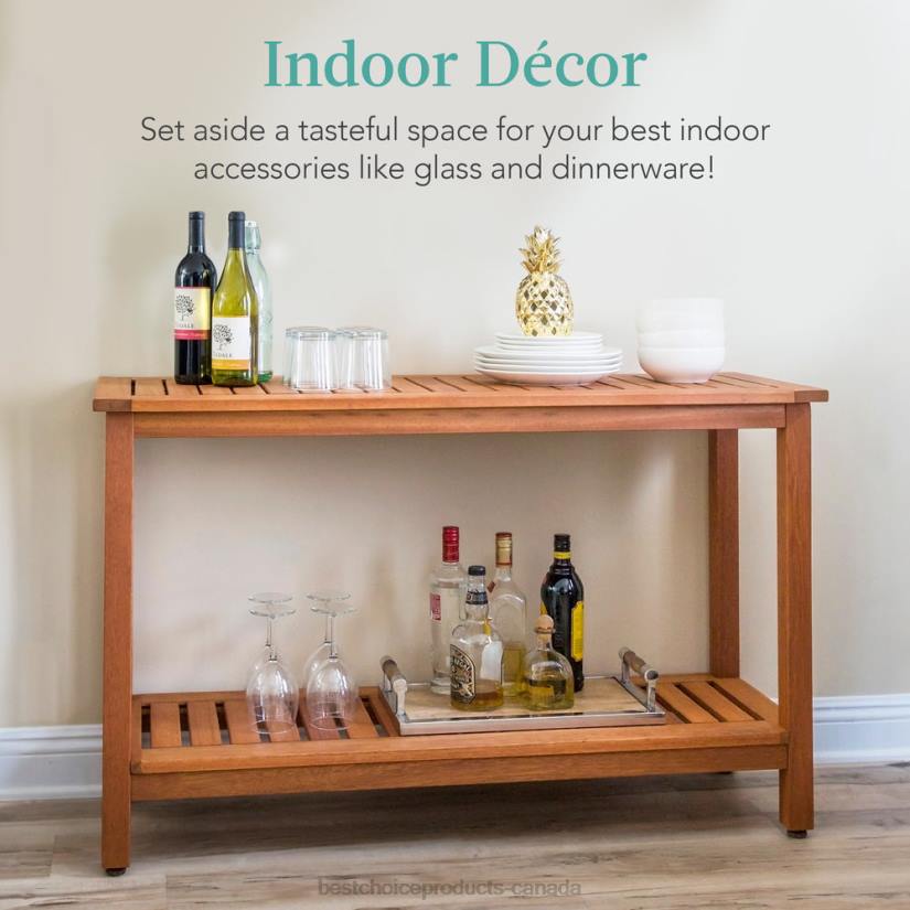 4LT2938 Brown Best Choice Products 2-Shelf Wooden Console Table Storage Organizer w/ Natural Finish