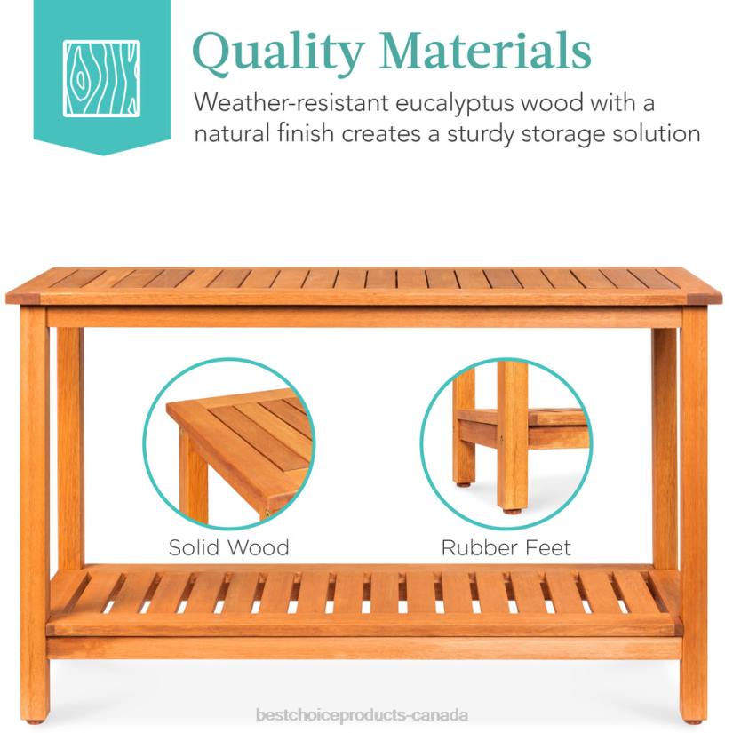 4LT2938 Brown Best Choice Products 2-Shelf Wooden Console Table Storage Organizer w/ Natural Finish