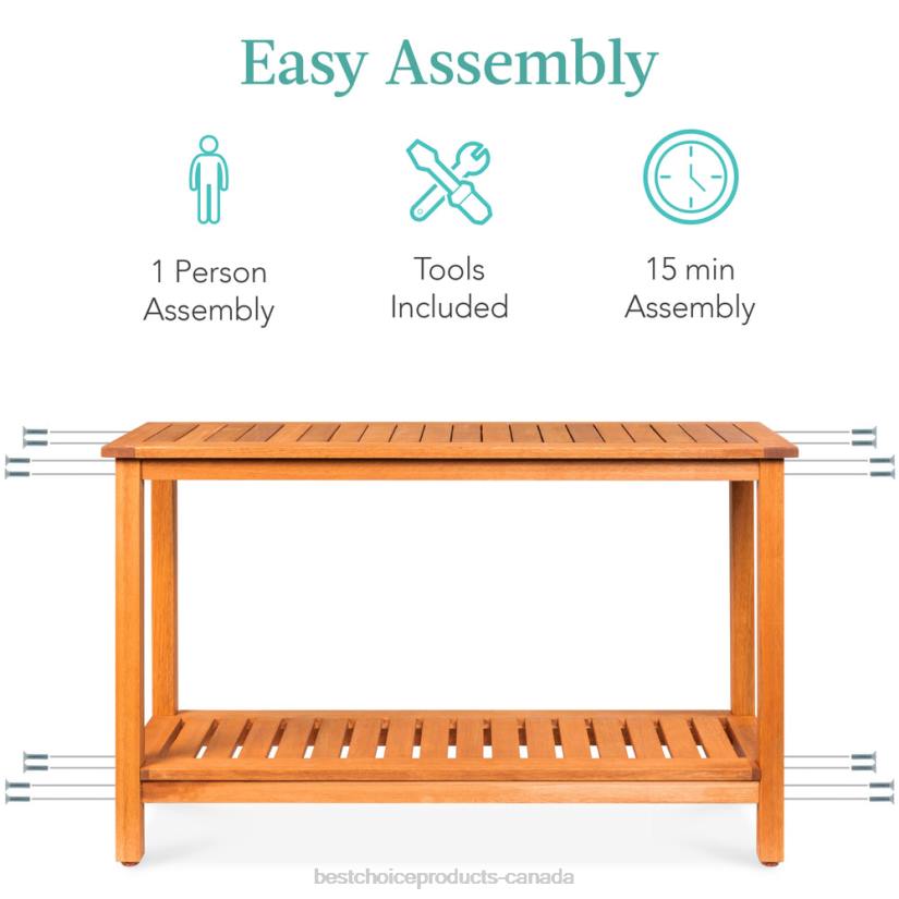 4LT2938 Brown Best Choice Products 2-Shelf Wooden Console Table Storage Organizer w/ Natural Finish