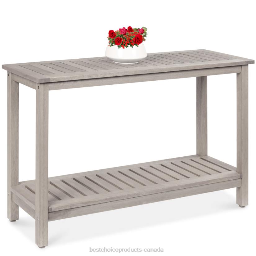 4LT2939 Gray Best Choice Products 2-Shelf Wooden Console Table Storage Organizer w/ Natural Finish