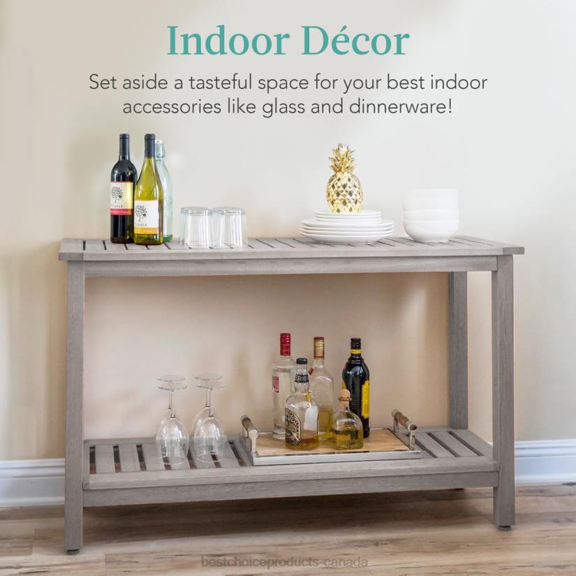 4LT2939 Gray Best Choice Products 2-Shelf Wooden Console Table Storage Organizer w/ Natural Finish