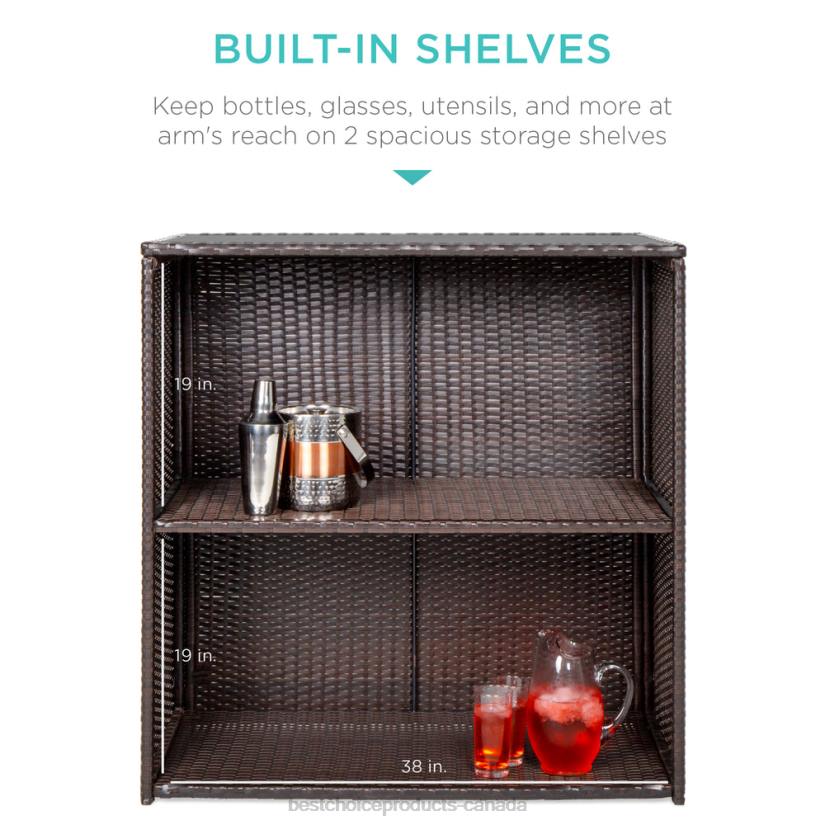 4LT2943 Brown Best Choice Products 3-Piece Outdoor All-Weather Wicker Bar Table Set w/ 2 Stools