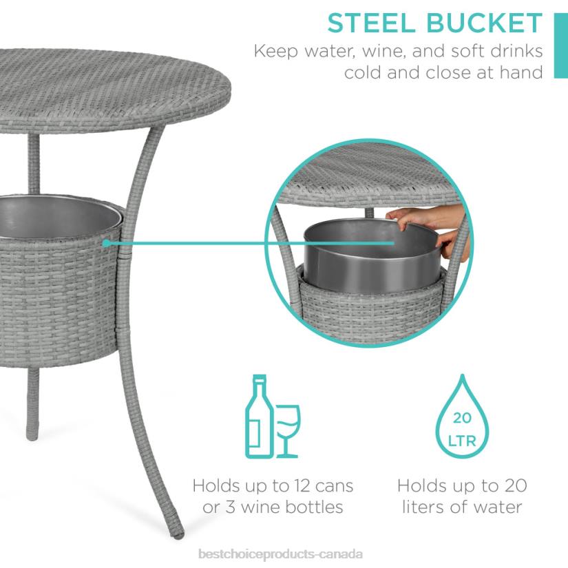 4LT2945 Brown Best Choice Products 5-Piece Outdoor Wicker Bar Bistro Set for Patio, Porch w/ Ice Bucket