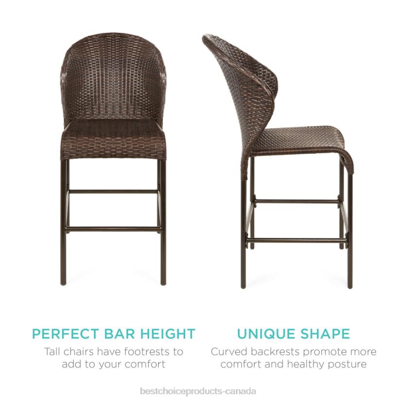 4LT2945 Brown Best Choice Products 5-Piece Outdoor Wicker Bar Bistro Set for Patio, Porch w/ Ice Bucket