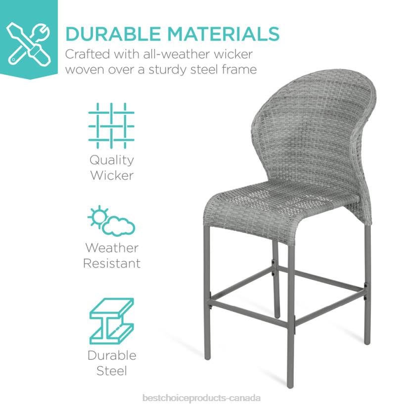 4LT2945 Brown Best Choice Products 5-Piece Outdoor Wicker Bar Bistro Set for Patio, Porch w/ Ice Bucket