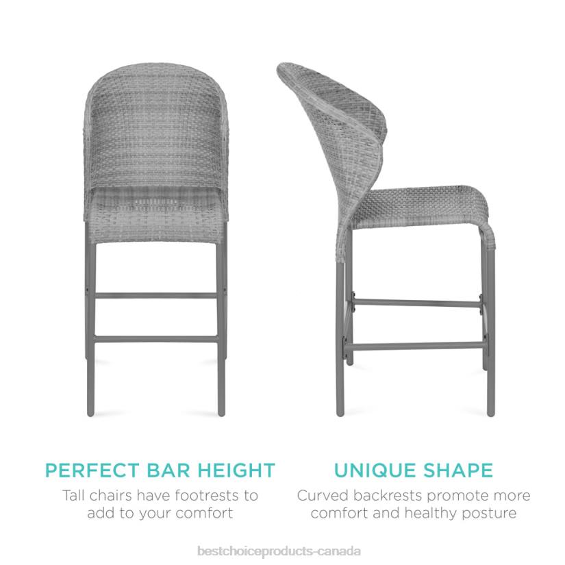 4LT2945 Brown Best Choice Products 5-Piece Outdoor Wicker Bar Bistro Set for Patio, Porch w/ Ice Bucket