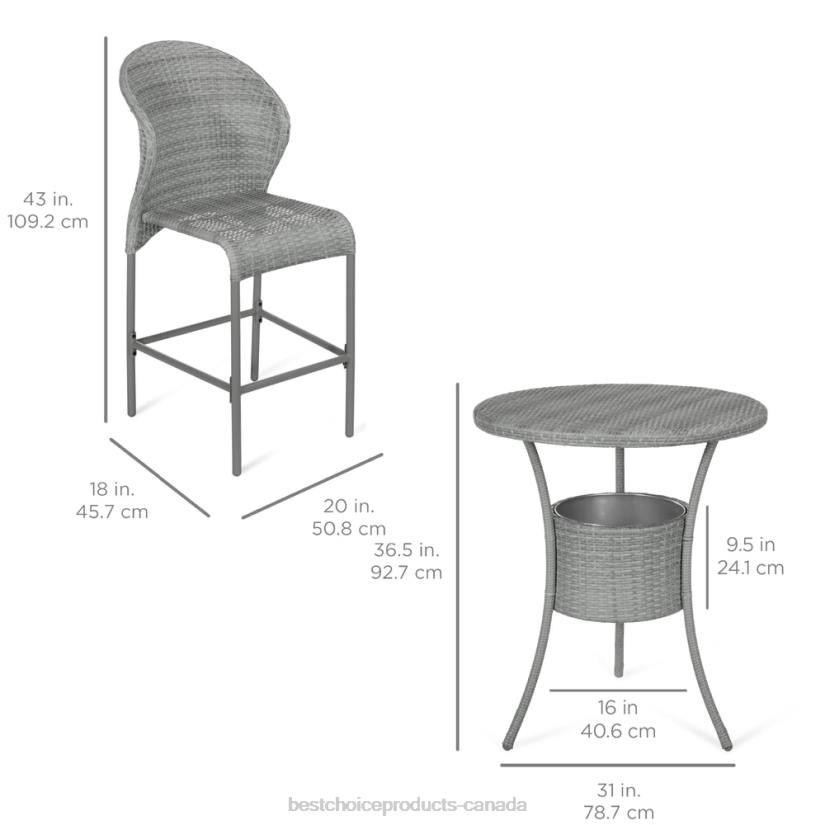 4LT2945 Brown Best Choice Products 5-Piece Outdoor Wicker Bar Bistro Set for Patio, Porch w/ Ice Bucket