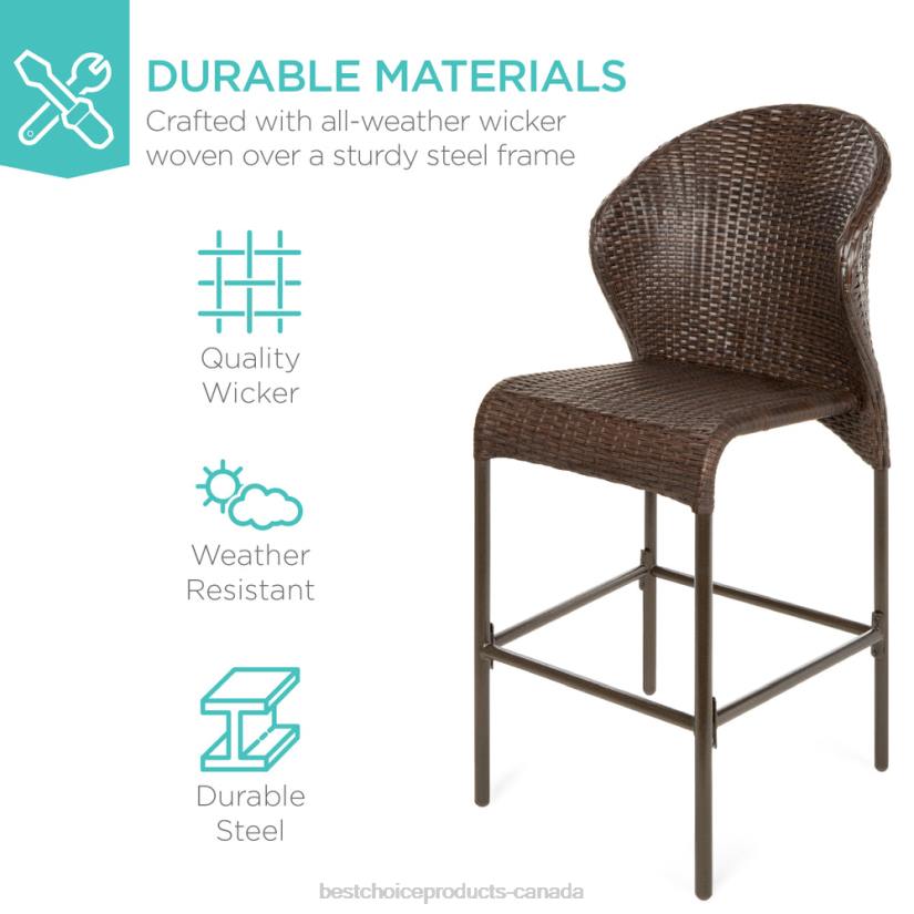 4LT2945 Brown Best Choice Products 5-Piece Outdoor Wicker Bar Bistro Set for Patio, Porch w/ Ice Bucket