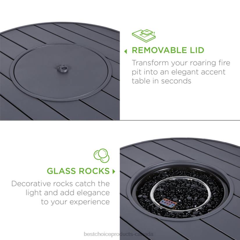 4LT21364 Gray Best Choice Products Round Fire Pit Table, 50,000 BTU Outdoor Wicker Firepit w/ Cover