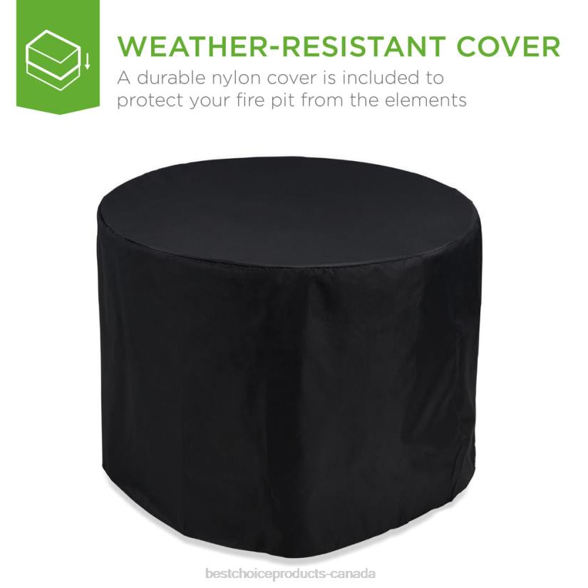 4LT21364 Gray Best Choice Products Round Fire Pit Table, 50,000 BTU Outdoor Wicker Firepit w/ Cover