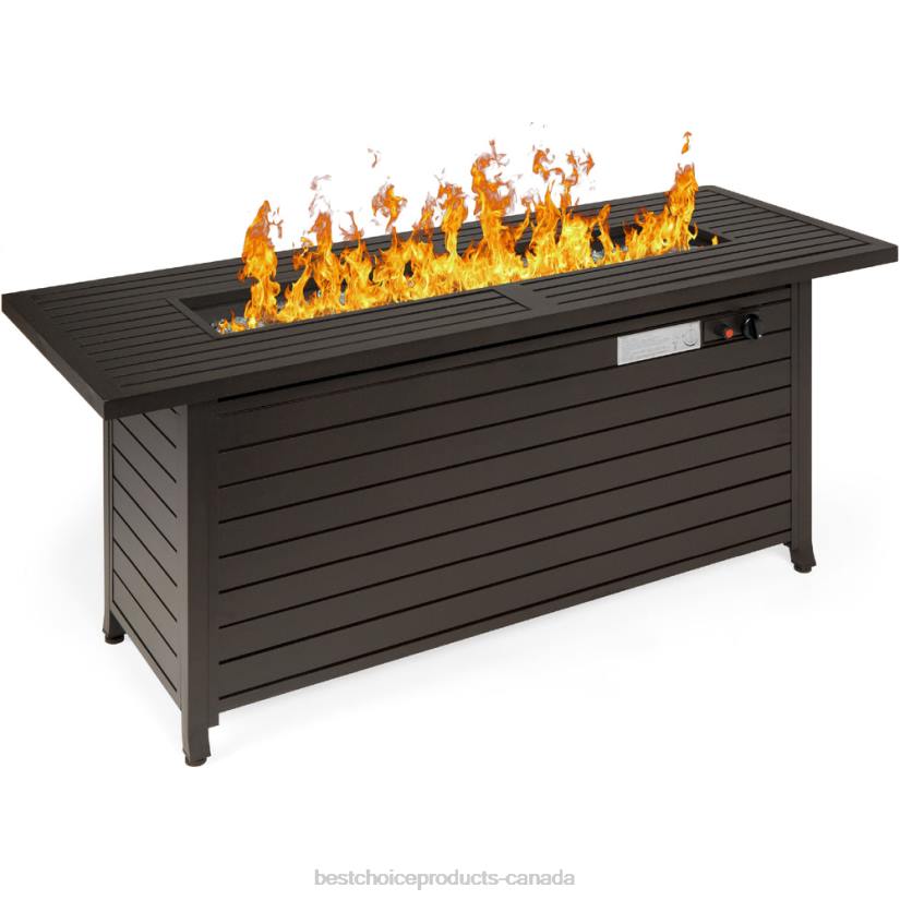 4LT21459 Dark Brown Best Choice Products 50,000 BTU Rectangular Propane Gas Fire Pit Table w/ Storage, Cover
